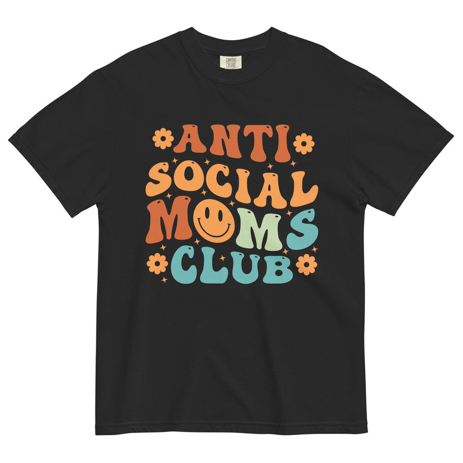 anti social moms club tee colorful graphic
