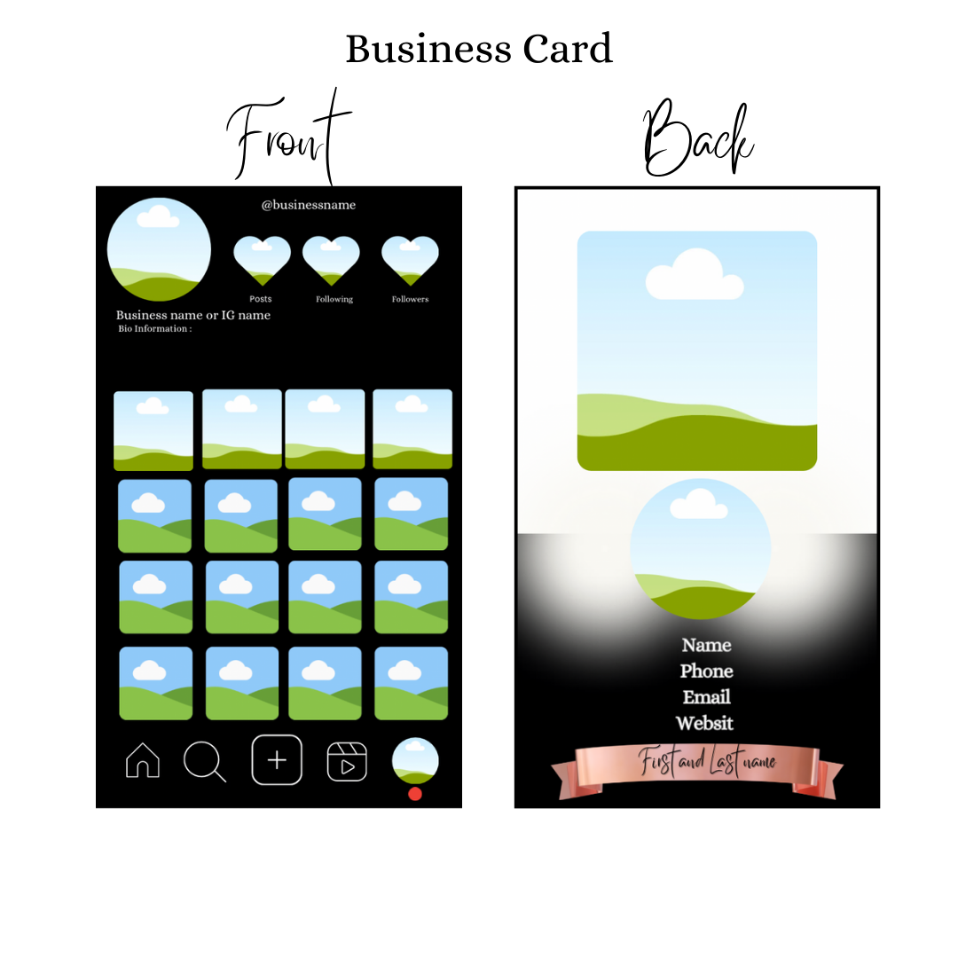 Silver Confetti Events:Instagram Frame Business Card Digital Product Download