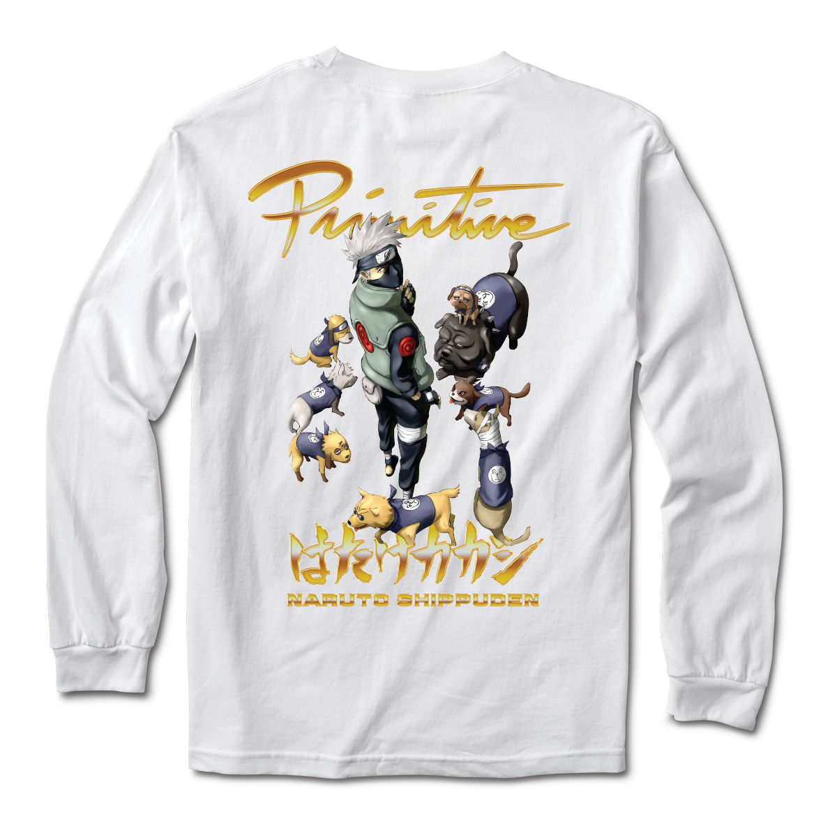 Primitive x Naruto3 Kakashi Dogs Squad Shirt LS Wht