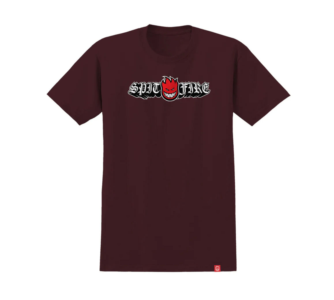 Spitfire Old E Drop Bighead Tshirt Burgundy Red