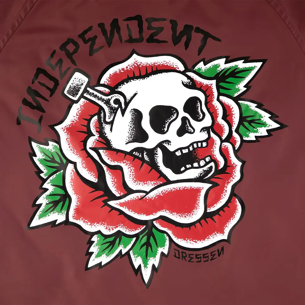 Miniatura: Independent Dressen Skull Rose Hood Windbreaker Jacket Burgundy