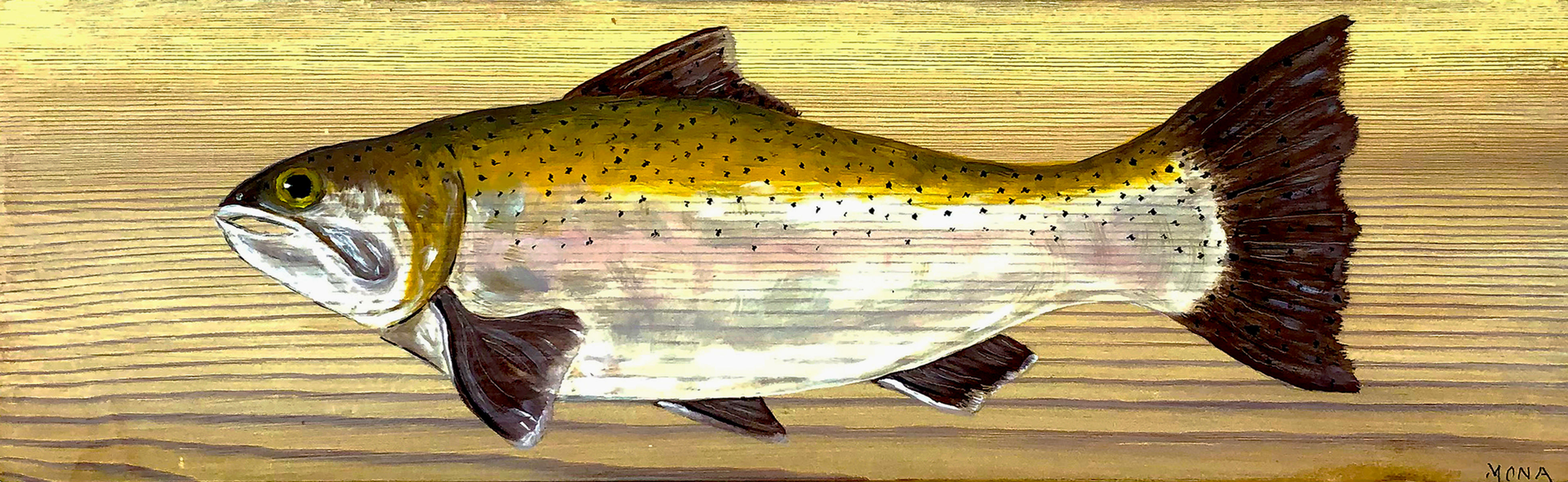 Fish Board #012 — Original Oil Painting on Barn-Board