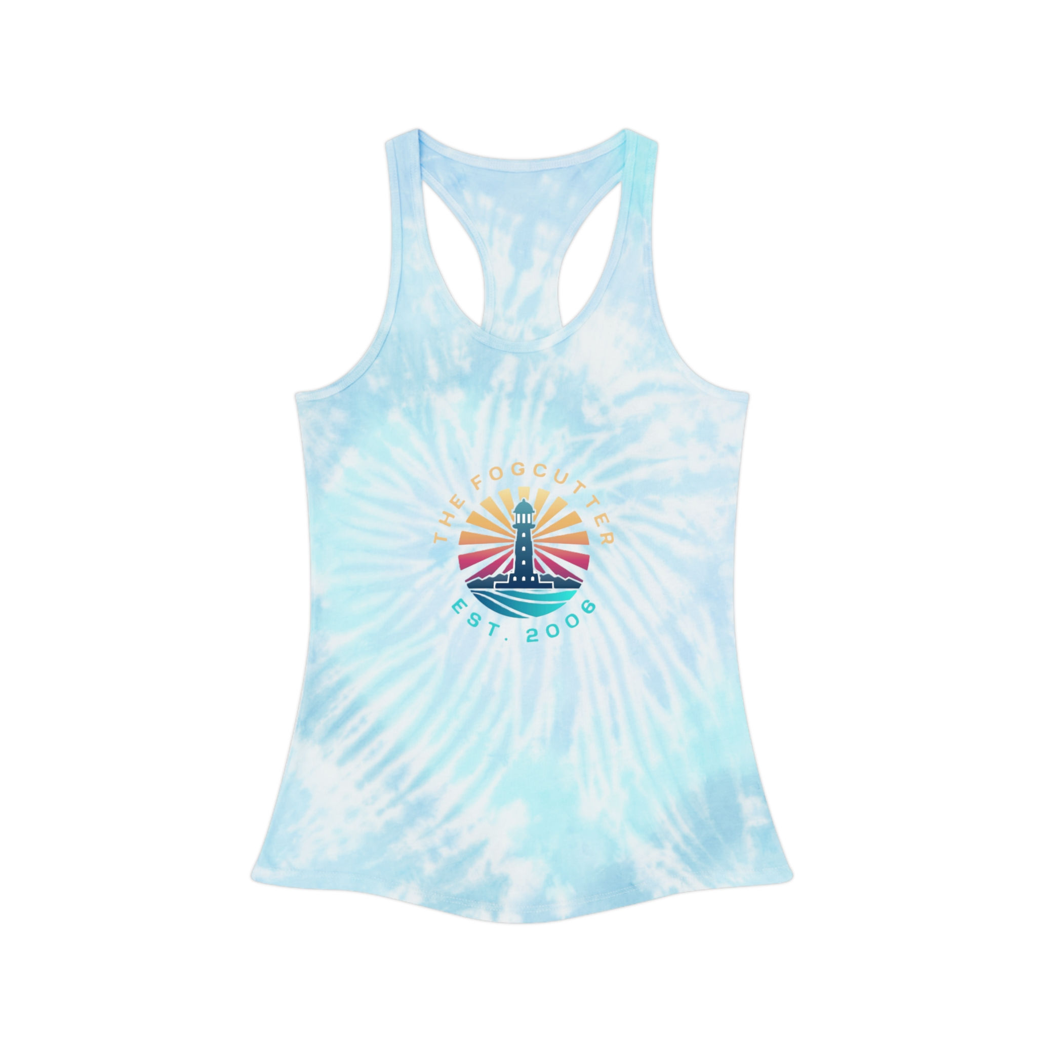 Beach Lighthouse Tie-Dye Racerback Tank Top