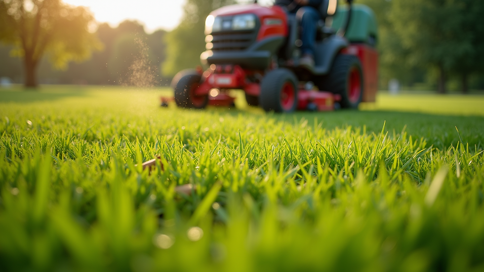 Close-up view of lawn aeration process