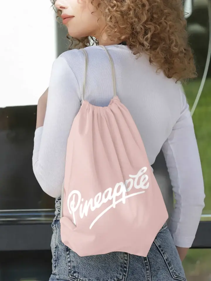 Pineapple Logo Pink Drawstring Bag