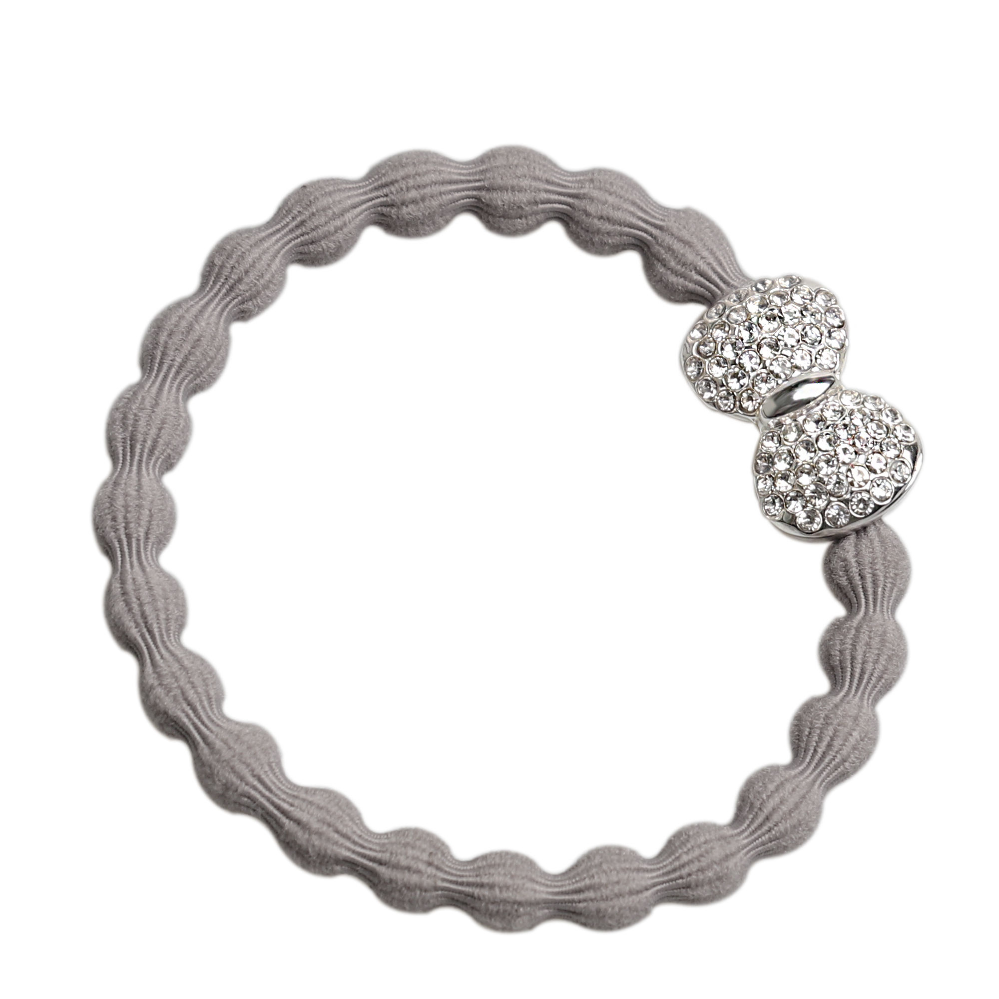 byEloise Diamante Bow Hair Elastic Cloudy Grey