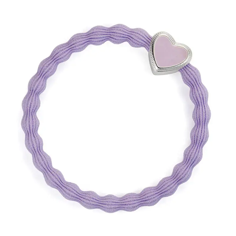 byEloise Enamel Silver Heart Hair Elastic Lavender