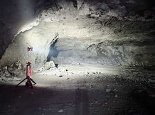 The single work light from Power-2go showing the flood of light in the mine