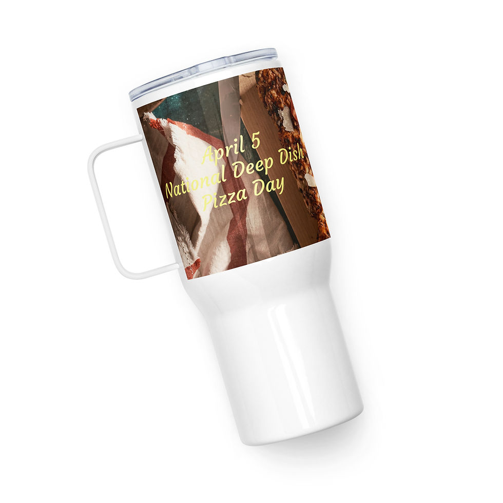 Thumbnail: Travel mug with a handle April 5 National Deep-Dish Pizza Day