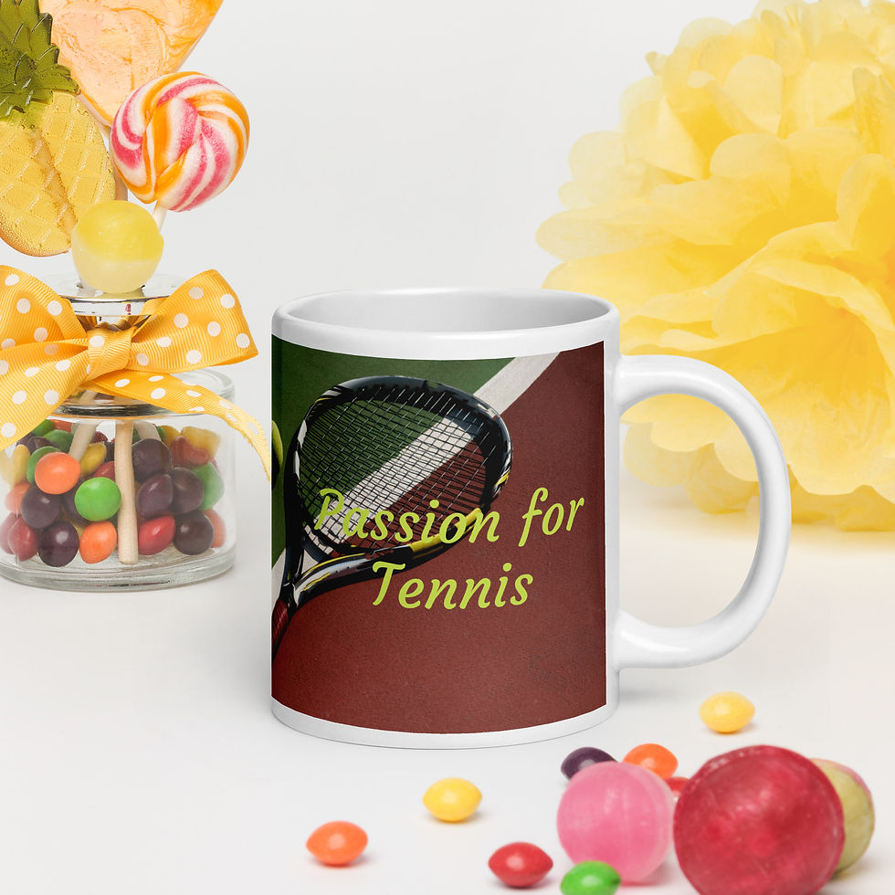 White glossy mug Passion for Tennis