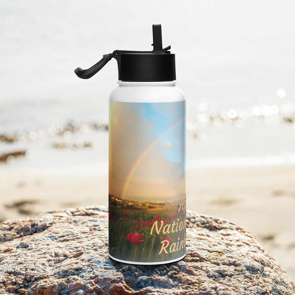 Thumbnail: Stainless steel water bottle with straw lid April 3 National Find a Rainbow Day