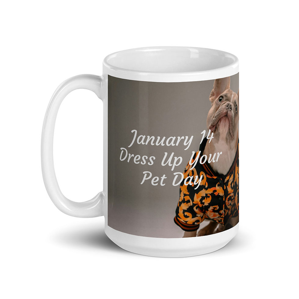 Thumbnail: White glossy mug January 14 Dress Up Your Pet Day
