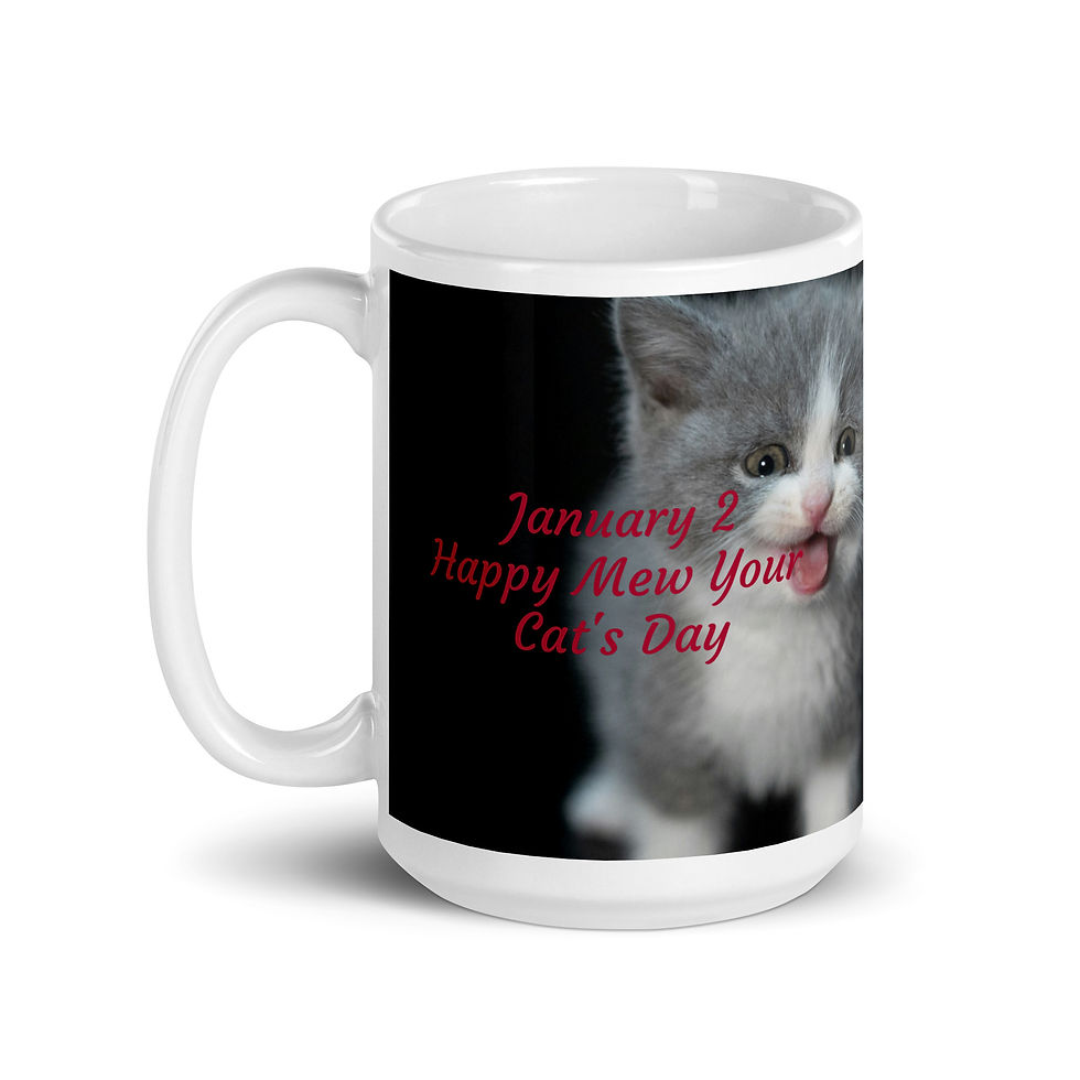 Thumbnail: White glossy mug January 2 Mew Your Cat's Day