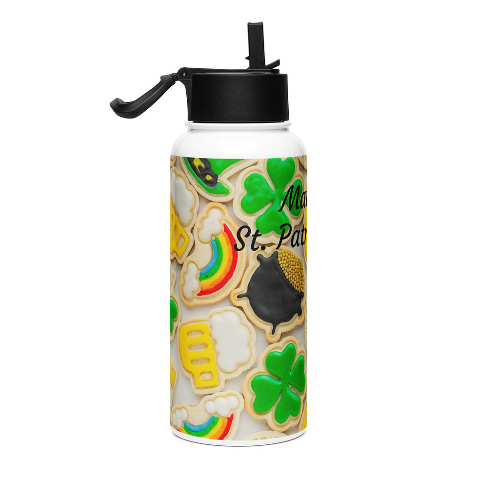 Thumbnail: Stainless steel water bottle with a straw lid March 17 St. Patrick's Day
