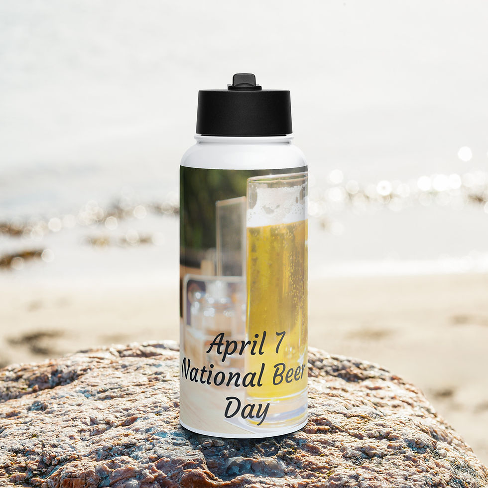 Thumbnail: Stainless steel water bottle with a straw lid April 7 National Beer Day