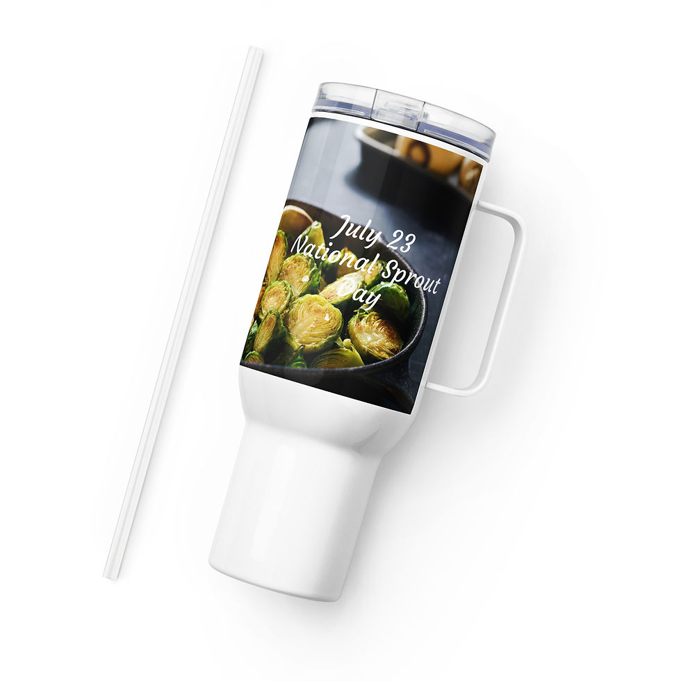 Thumbnail: Travel mug with a handle July 23 National Sprout Day