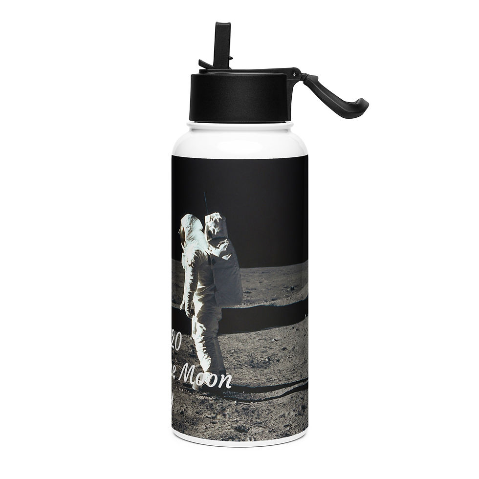 Thumbnail: Stainless steel water bottle with a straw lid July 20 Man on the Moon Day
