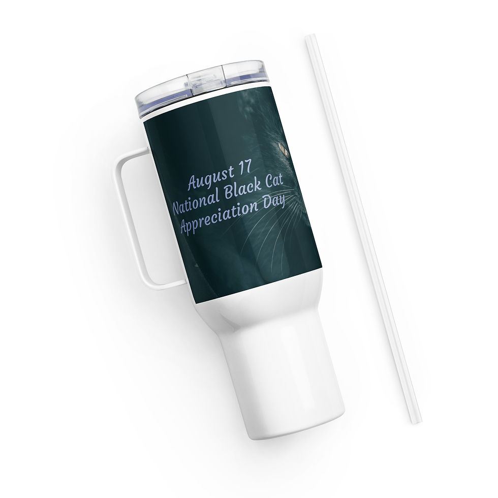 Thumbnail: Travel mug with a handle August 17 National Black Cat Appreciation Day
