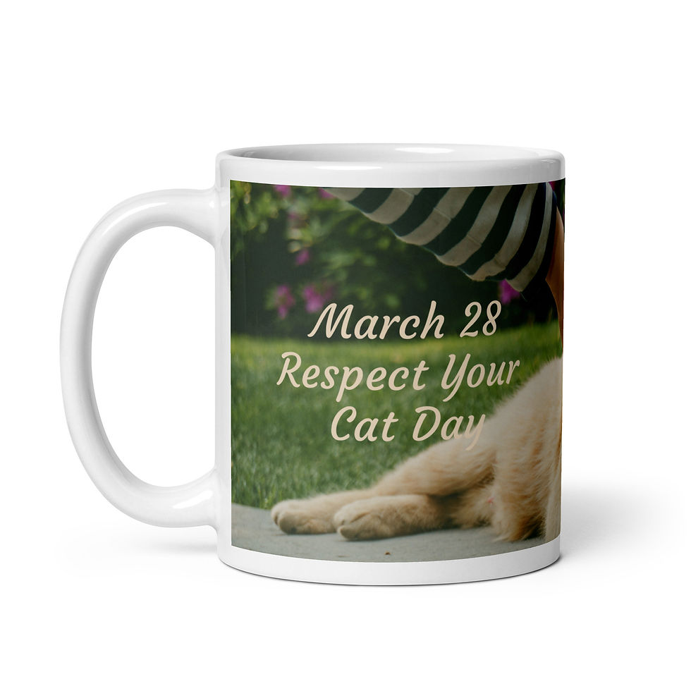 Thumbnail: White glossy mug March 28 Respect Your Cat Day