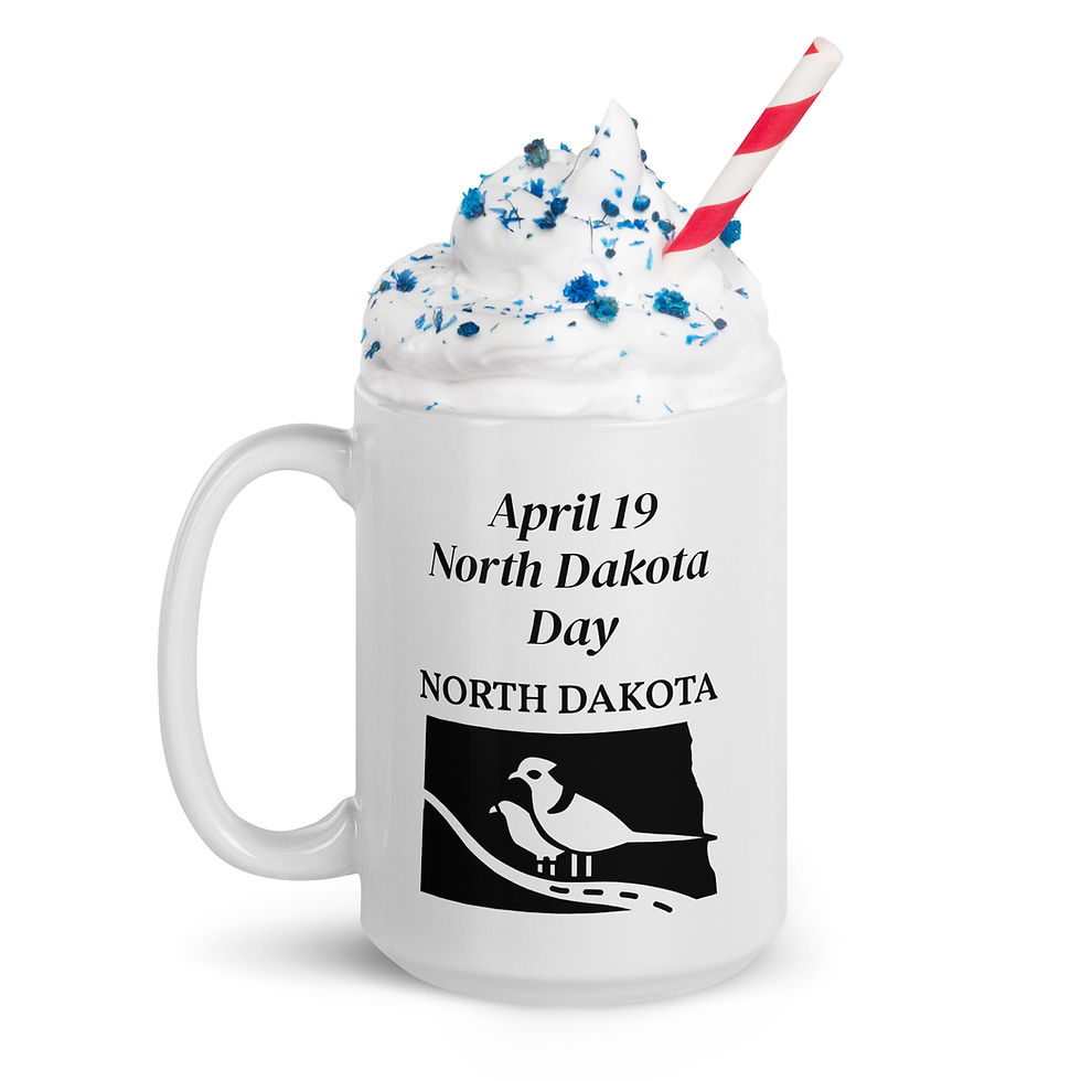Thumbnail: White glossy mug April 19 North Dakota Day