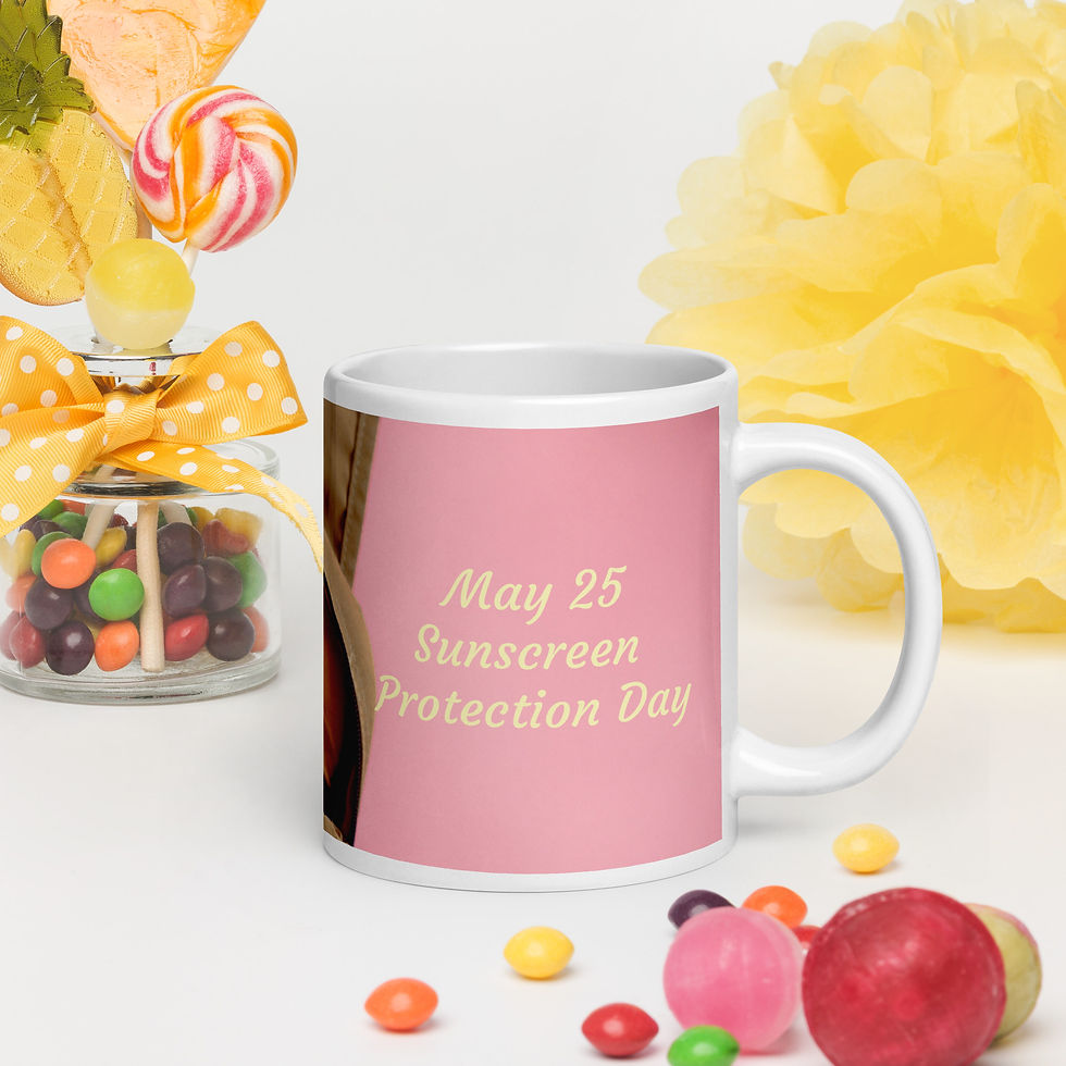 White glossy mug May 25 Sunscreen Protection Day