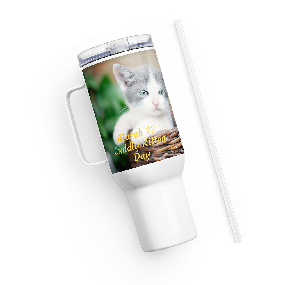 Thumbnail: Travel mug with a handle March 23 Cuddly Kitten Day