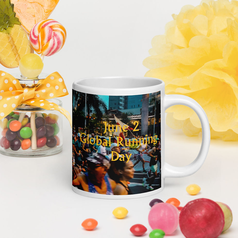 White glossy mug June 2 Global Running Day