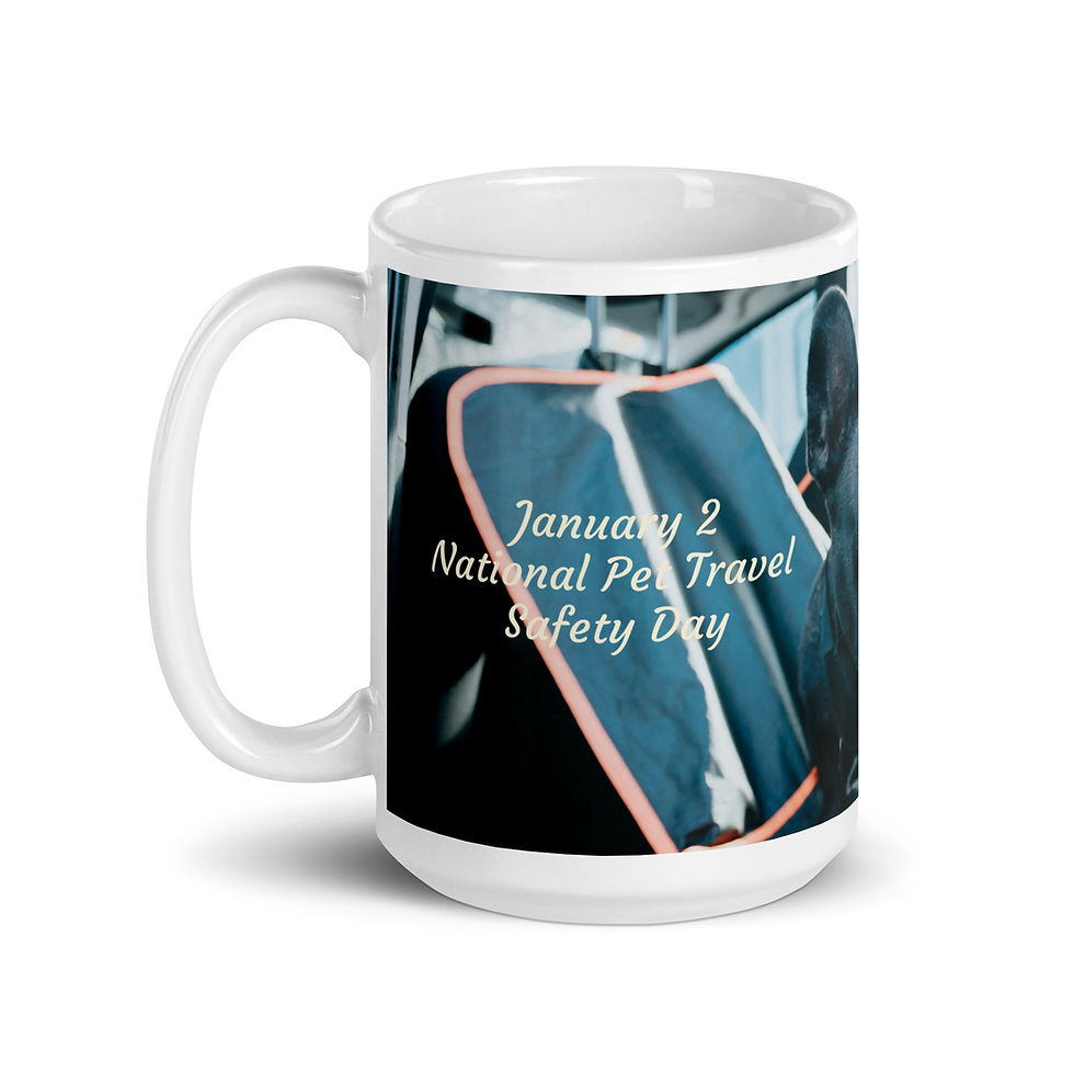 Thumbnail: White glossy mug January 2 National Pet Travel Safety Day