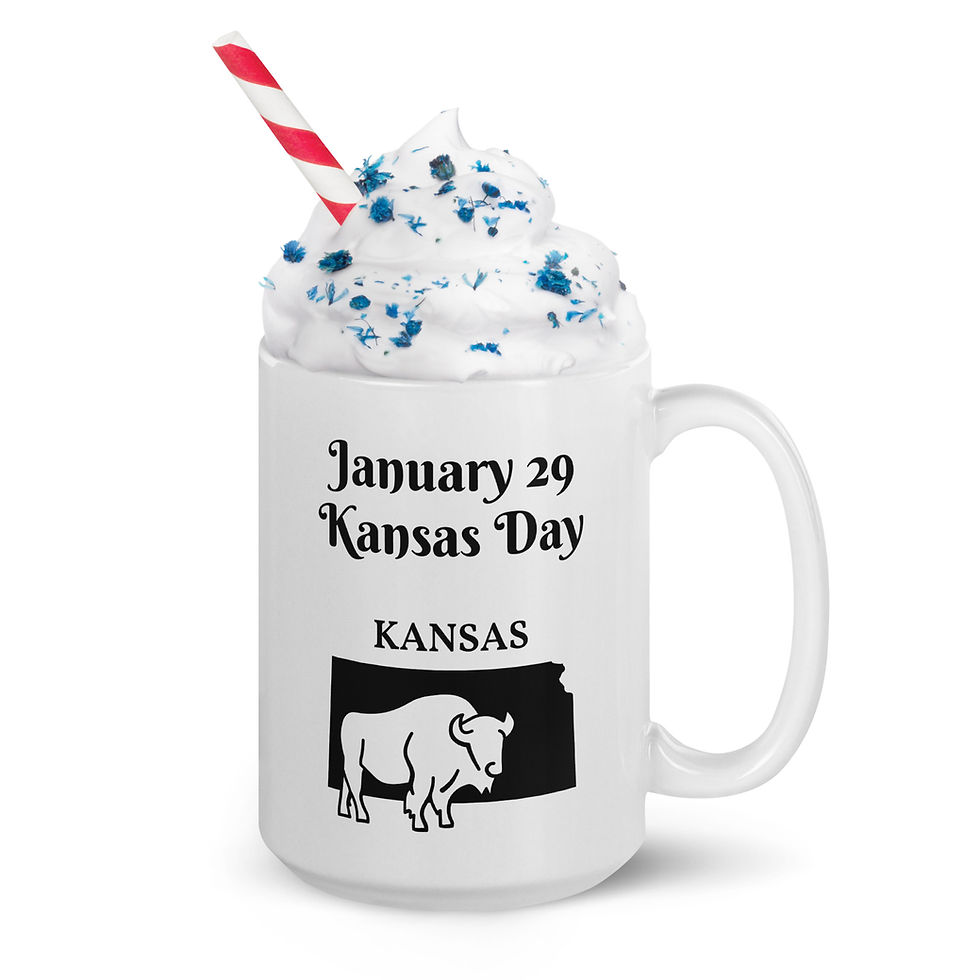 Thumbnail: White glossy mug January 29 Kansas Day