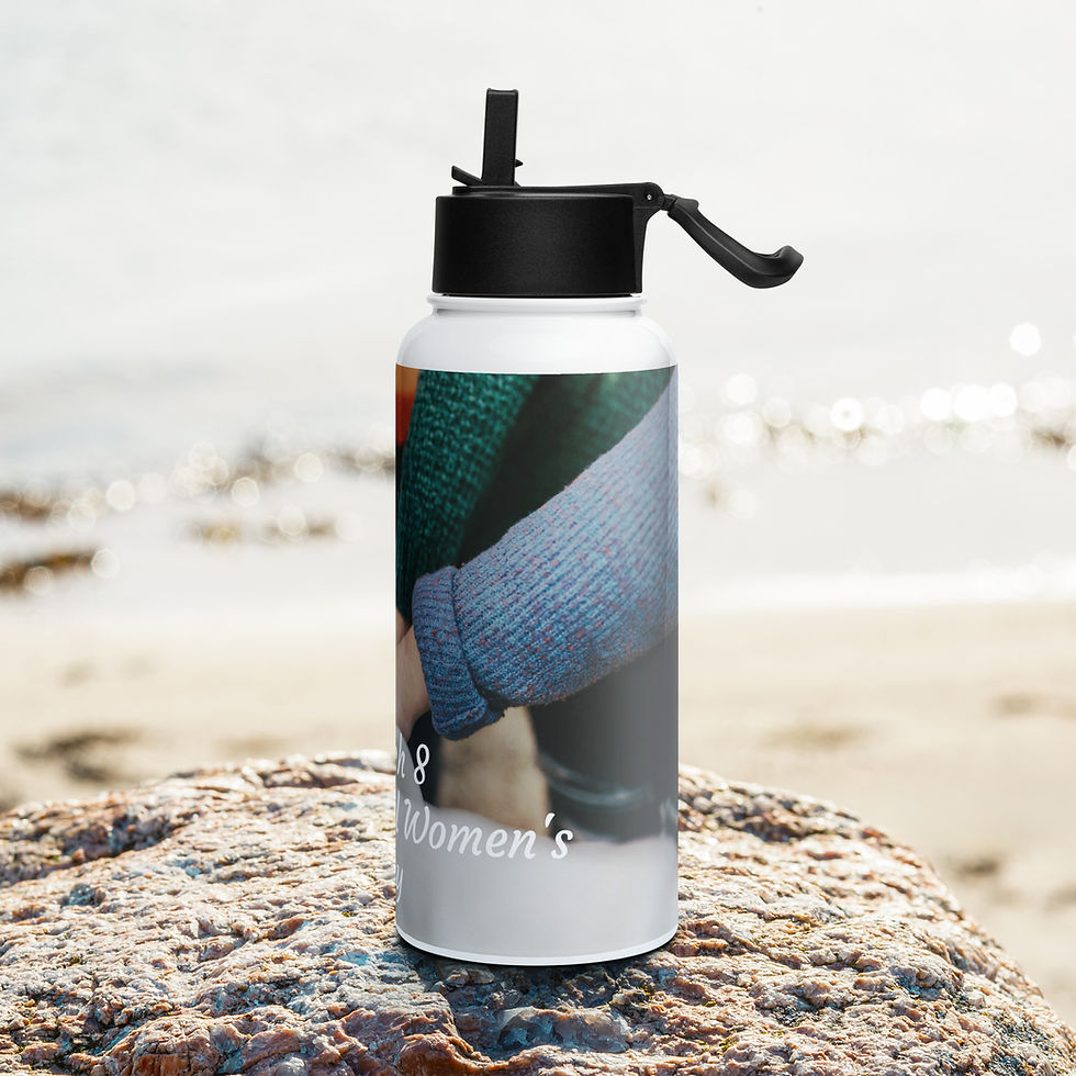 Thumbnail: Stainless steel water bottle with a straw lid March 8 International Women's Day