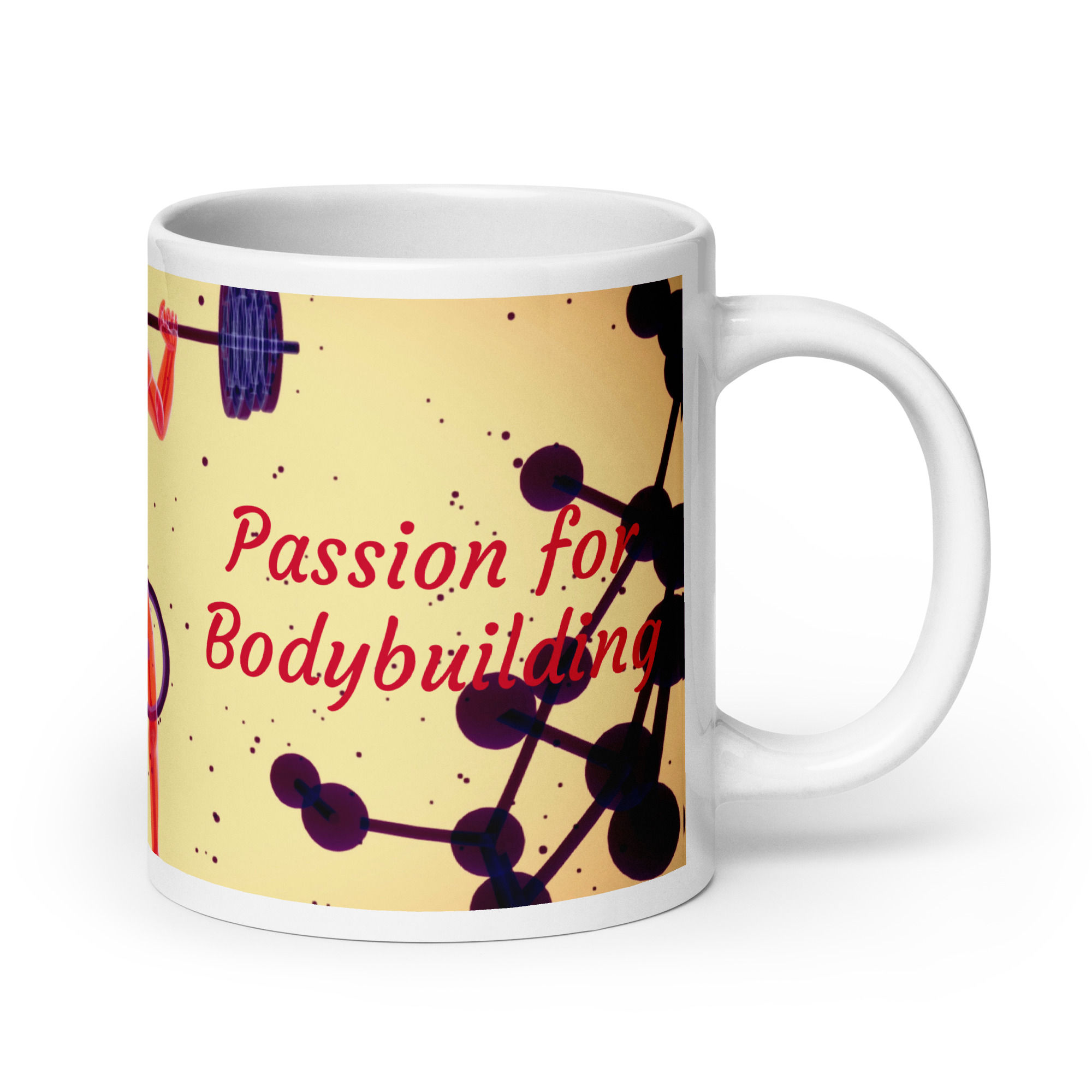 White glossy mug Passion for Bodybuilding