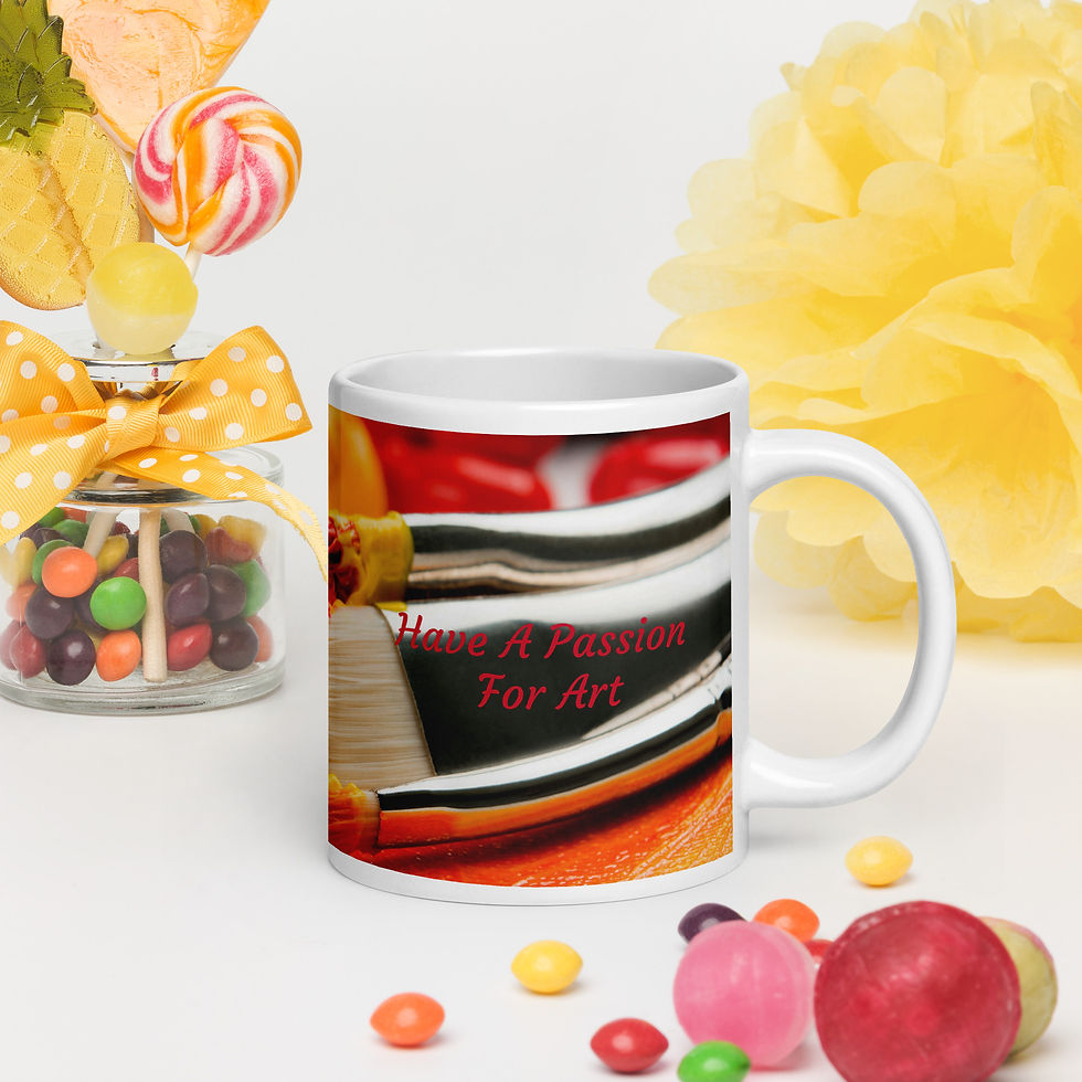 White glossy mug Passion for Art