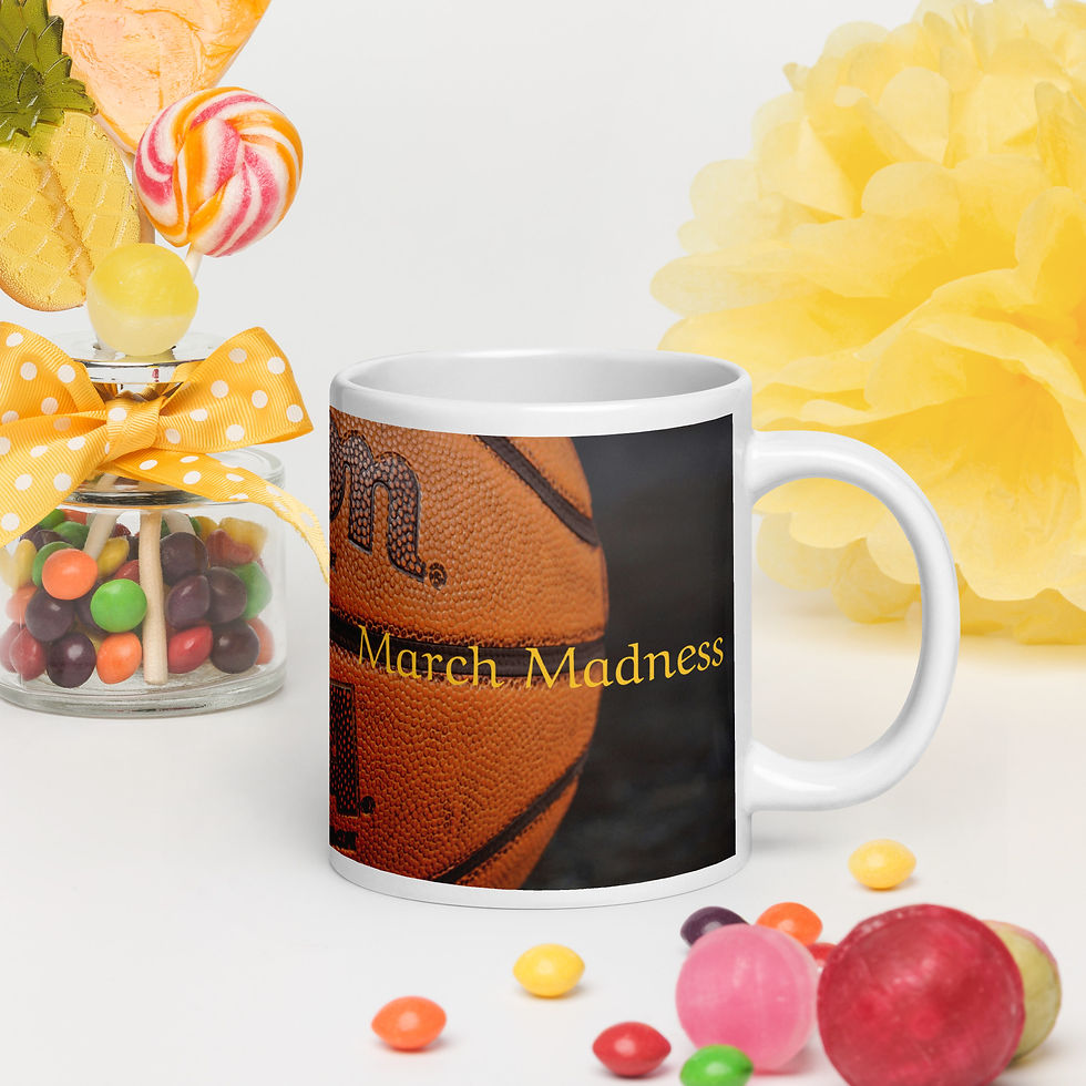 White glossy mug March Madness