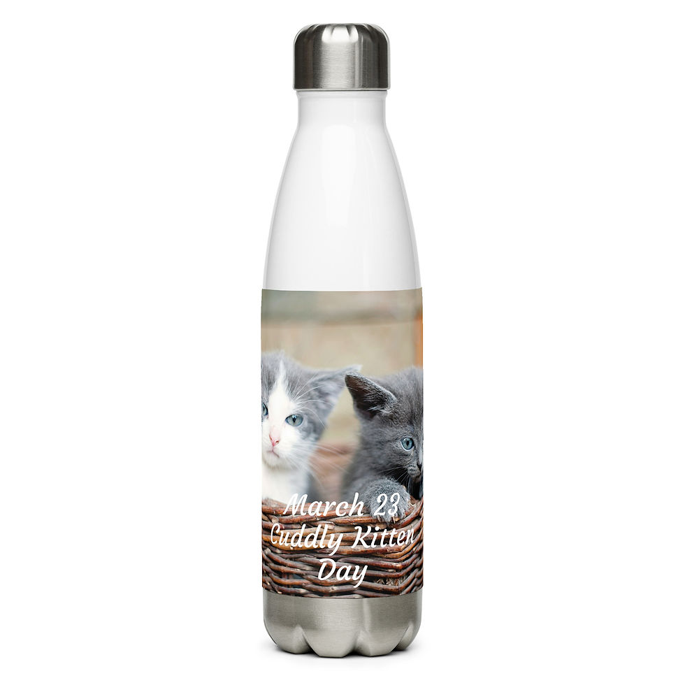 Thumbnail: Stainless steel water bottle March 23 Cuddly Kitten Day