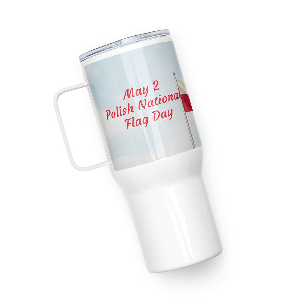 Thumbnail: Travel mug with a handle May 2 Polish National Flag Day