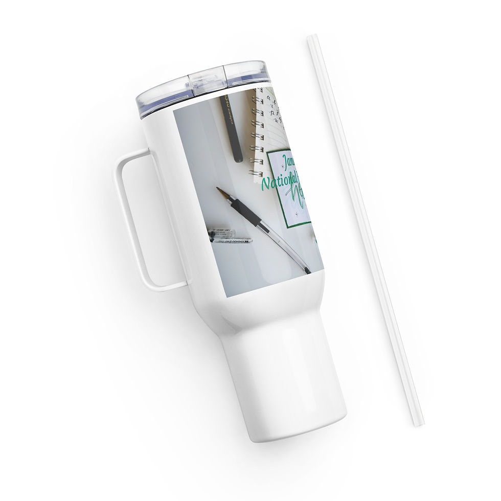 Thumbnail: Travel mug with a handle January 23 National Handwriting Day
