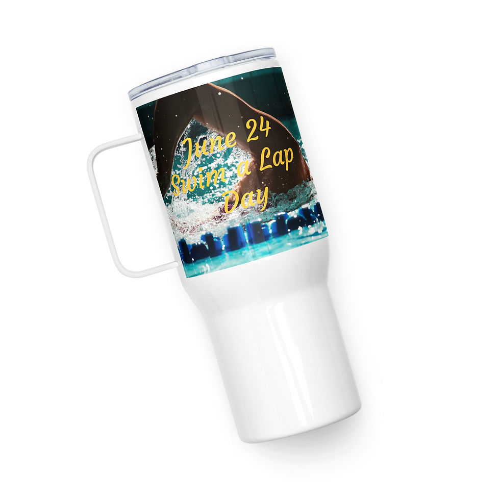 Thumbnail: Travel mug with a handle June 24 Swim a Lap Day