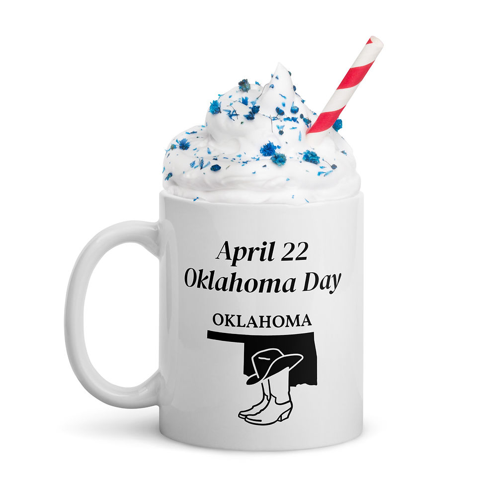 Thumbnail: White glossy mug April 22 Oklanhoma Day