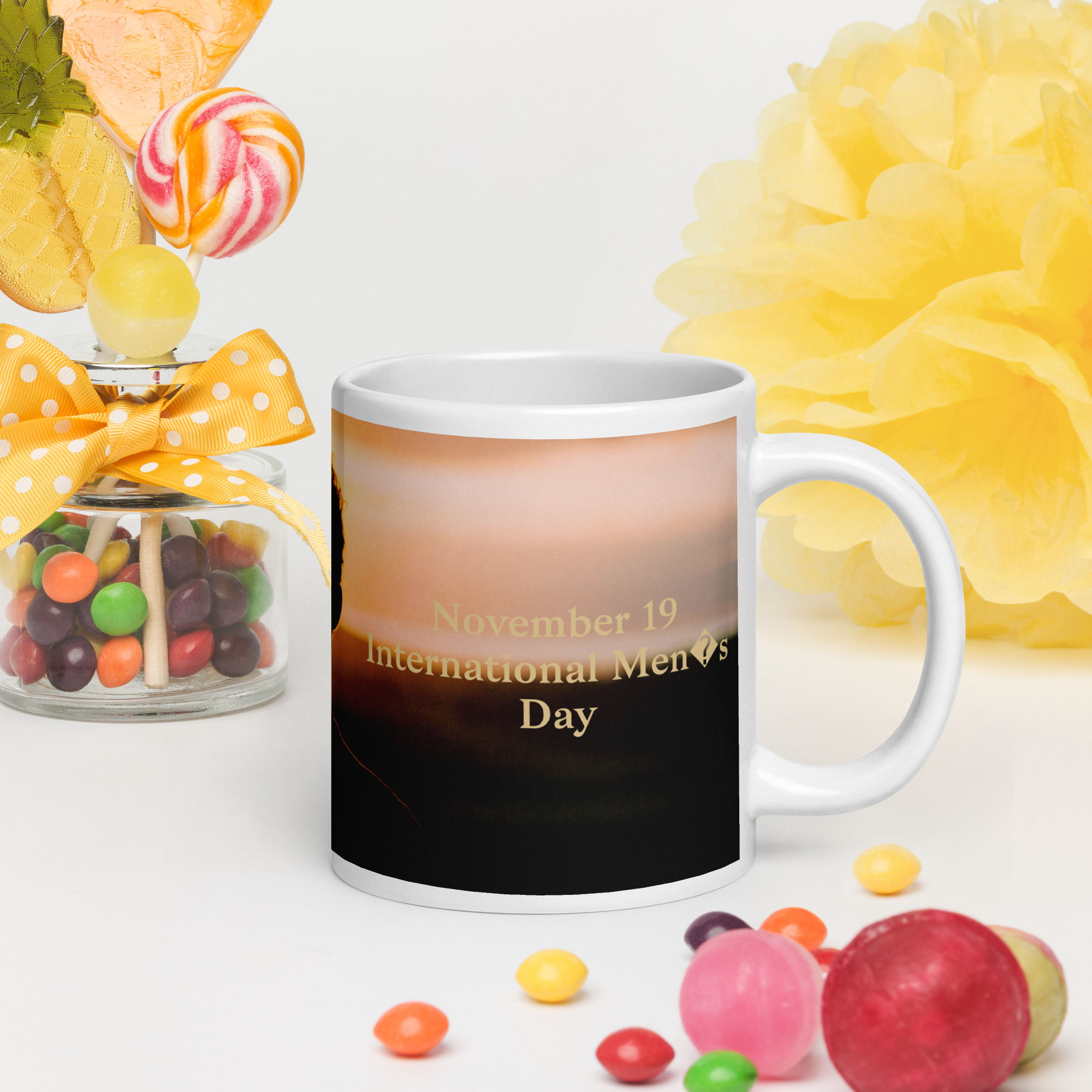 White glossy mug November 19 International Men's Day