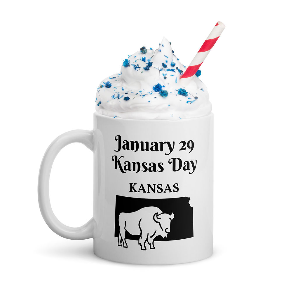Thumbnail: White glossy mug January 29 Kansas Day