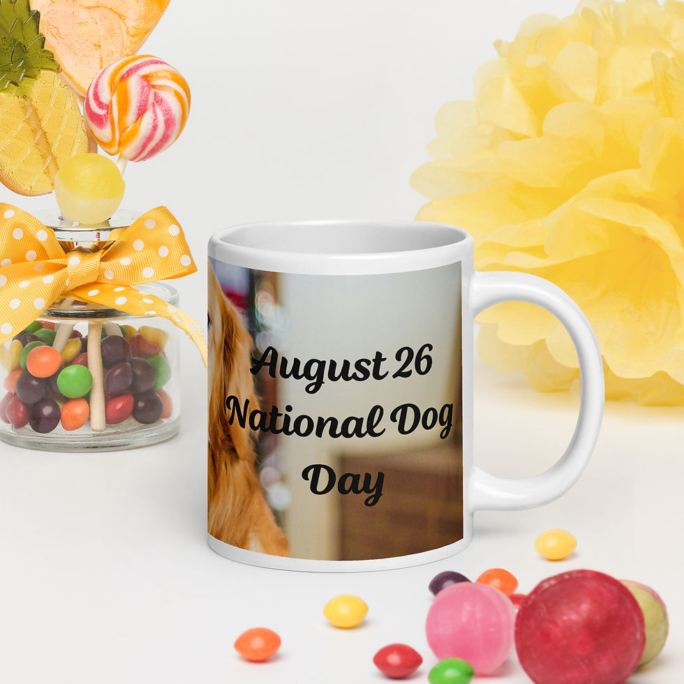 White glossy mug August 26 National Dog Day