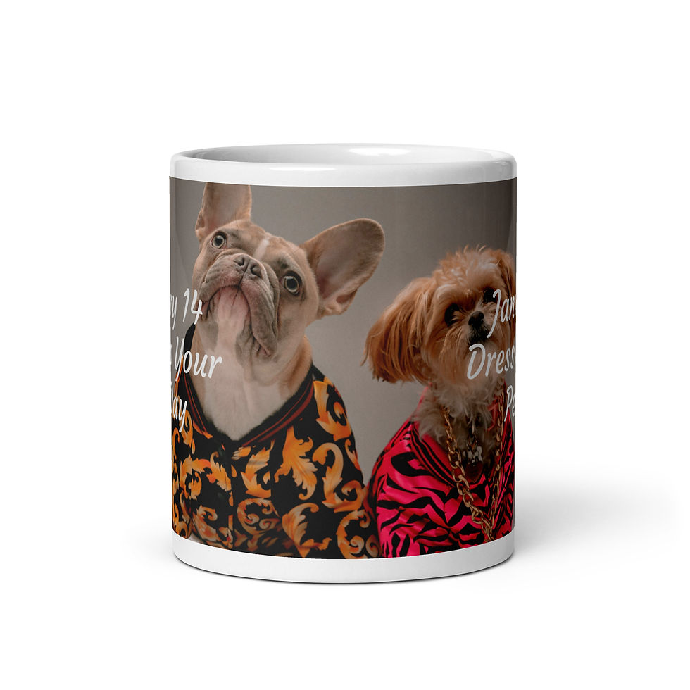 Thumbnail: White glossy mug January 14 Dress Up Your Pet Day