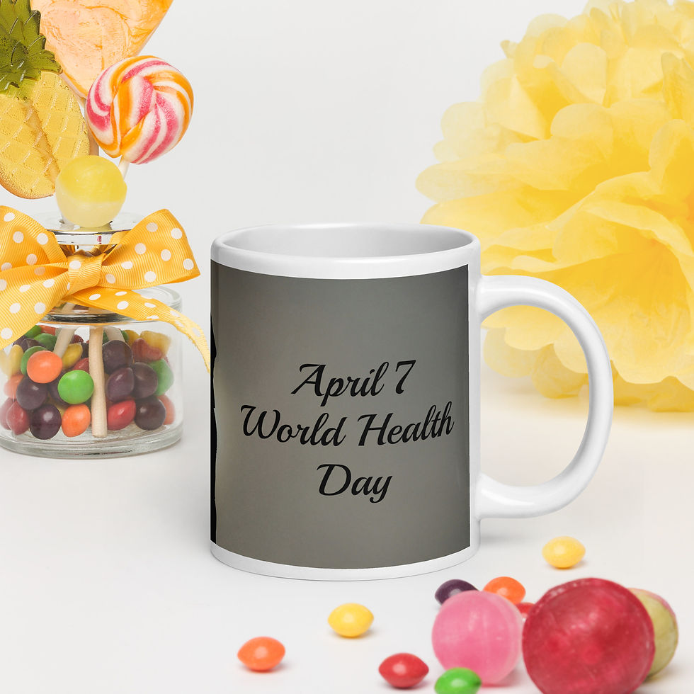White glossy mug April 7 World Health Day