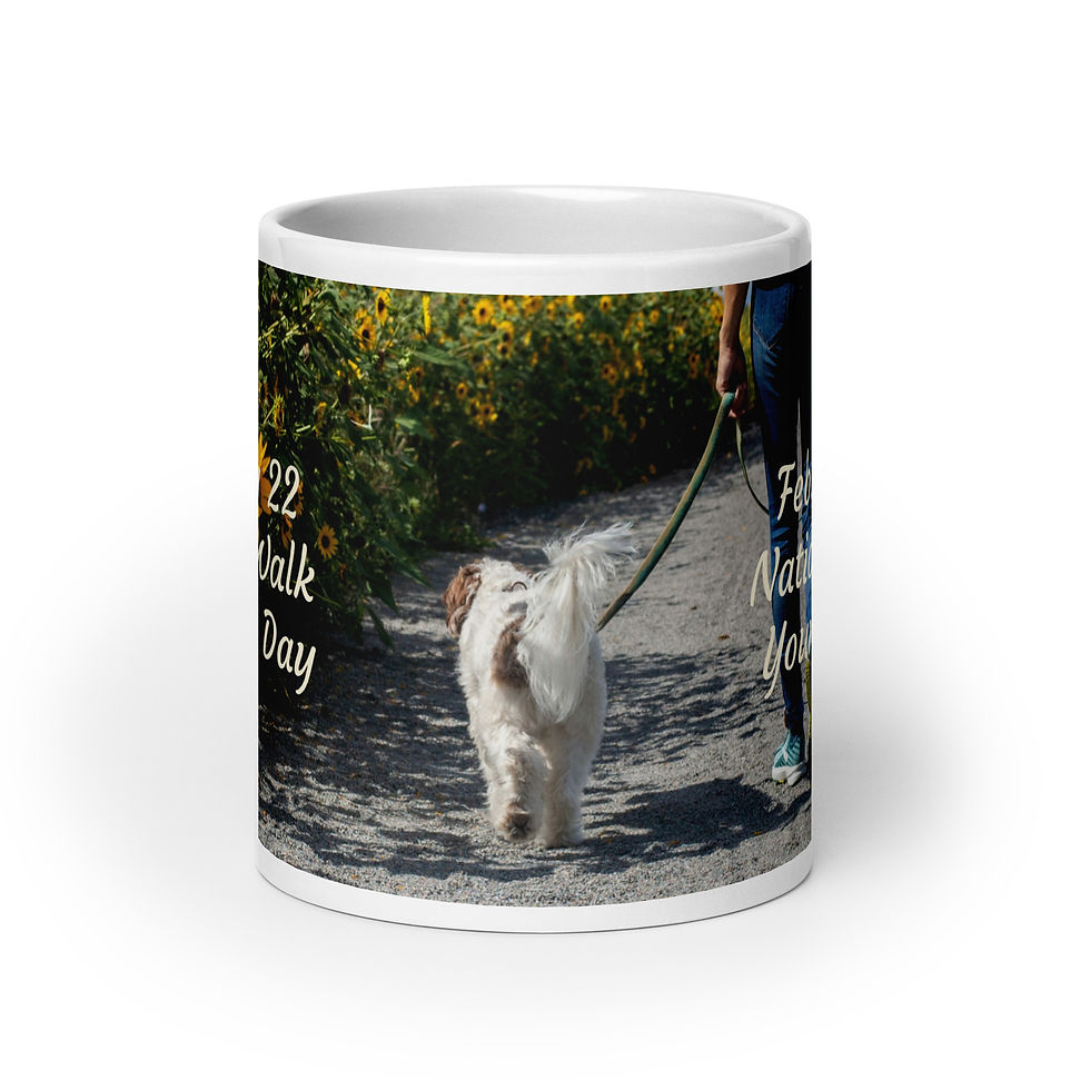 Thumbnail: White glossy mug February 22 National Walk Your Dog Day
