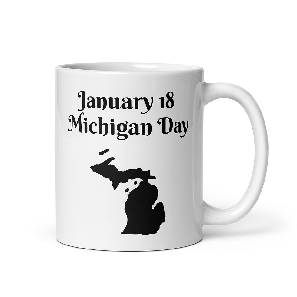 Thumbnail: White glossy mug January 18 Michigan Day