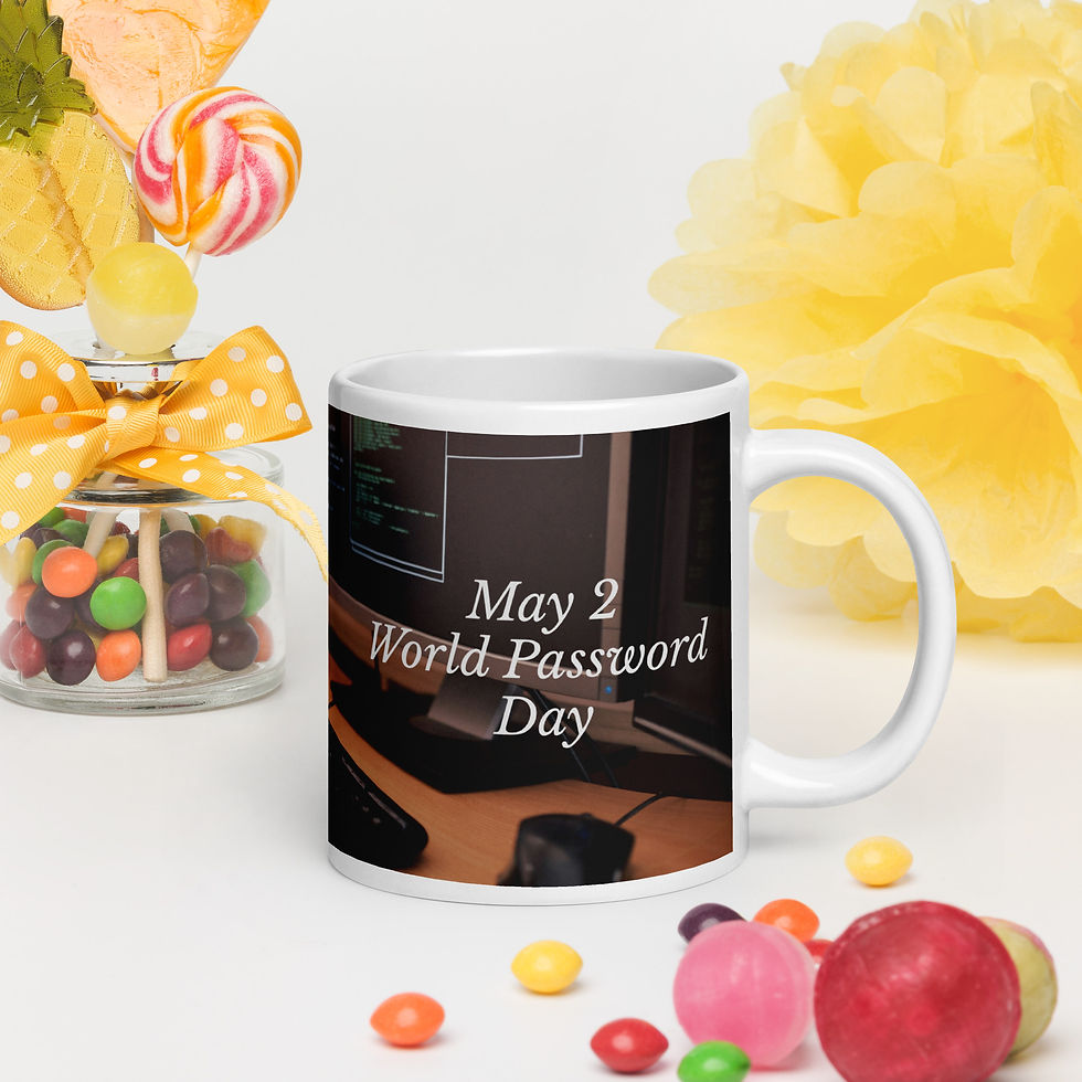 White glossy mug May 2 Change Password Day