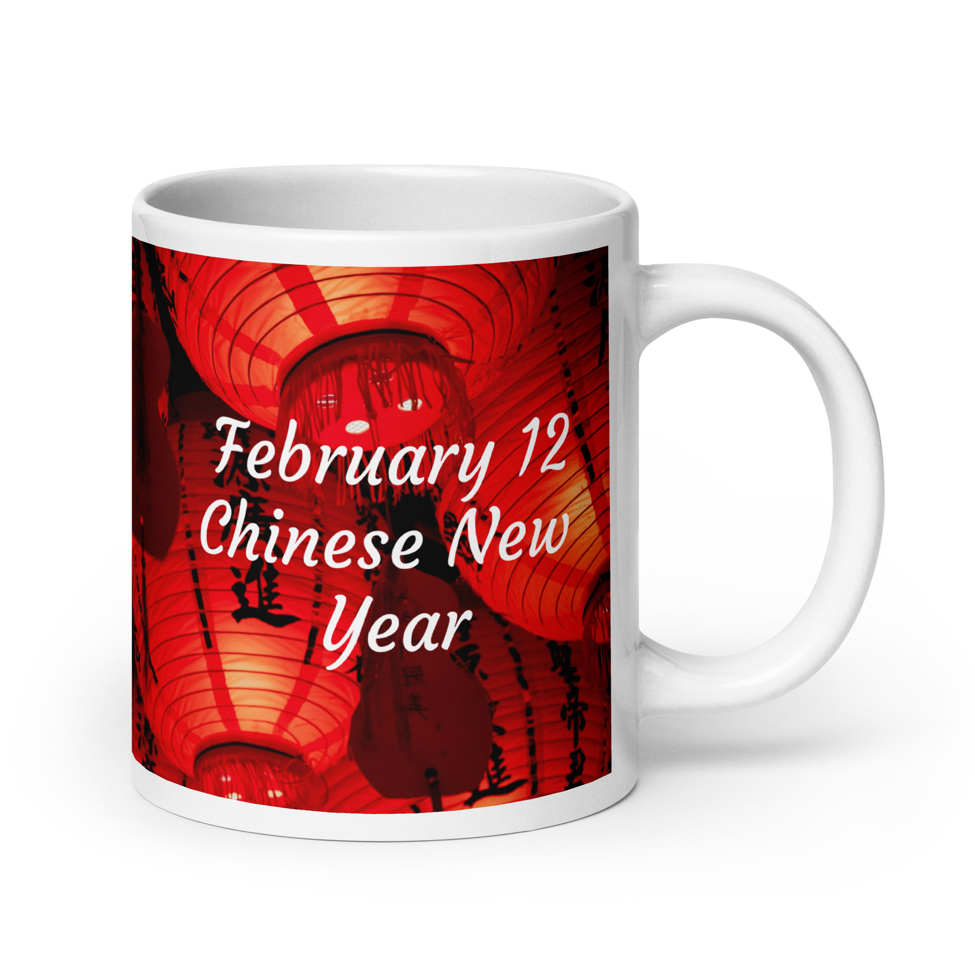 White glossy mug February 12 Chinese New Year