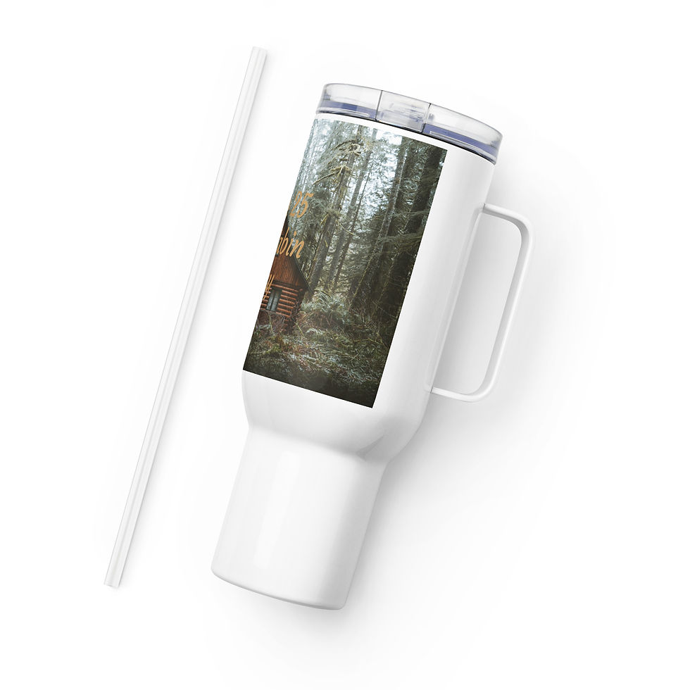 Thumbnail: Travel mug with a handle June 25 Log Cabin Day