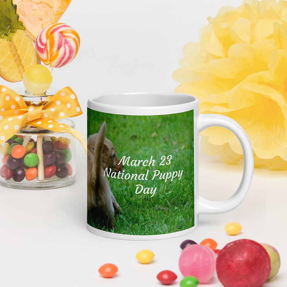 White glossy mug March 23 National Puppy Day