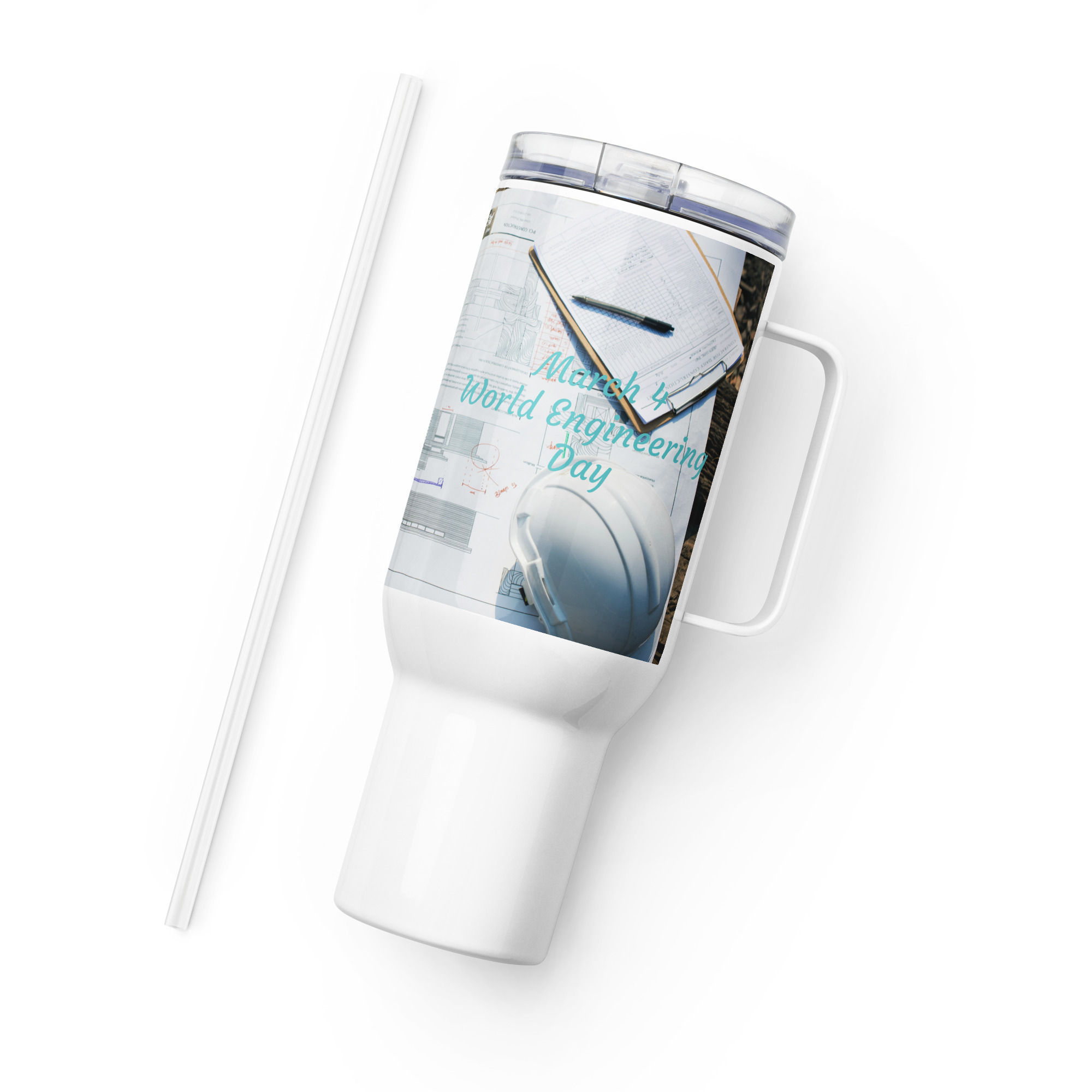 Travel mug with a handle March 4 World Engineering Day
